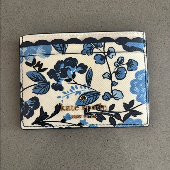 Kate Spade Cream and Blue Floral Card Holder - Picture 1 of 5